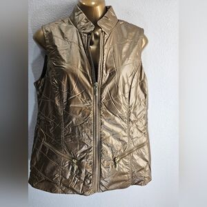 Chicos collections gold metallic quilted vest size 1